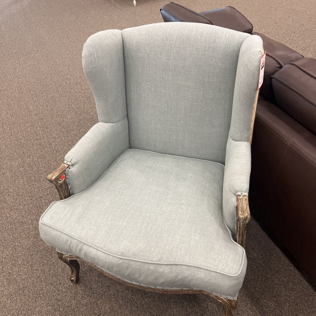 Blue & Burlap Wingback Chair