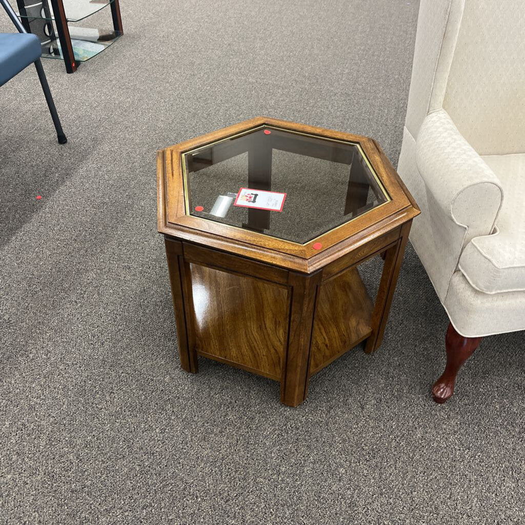 2 Tier Oak End Table