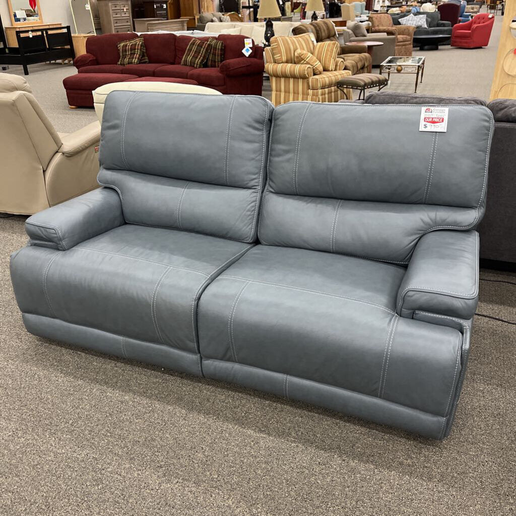 Blue Leather 2pc. Pwh Loveseat