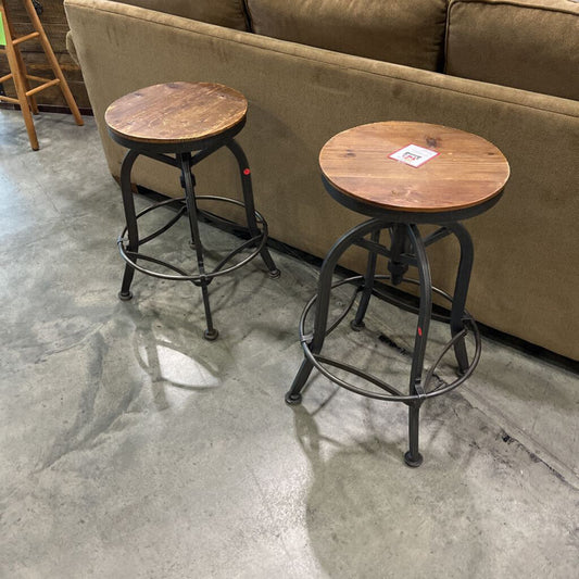 Pair of Rustic Swivel Stools