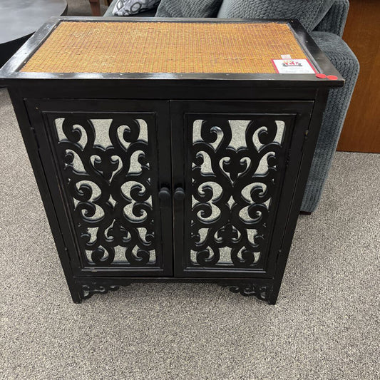 Woven Top Black Cabinet