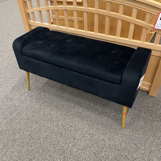 Black Fabric Storage Bench