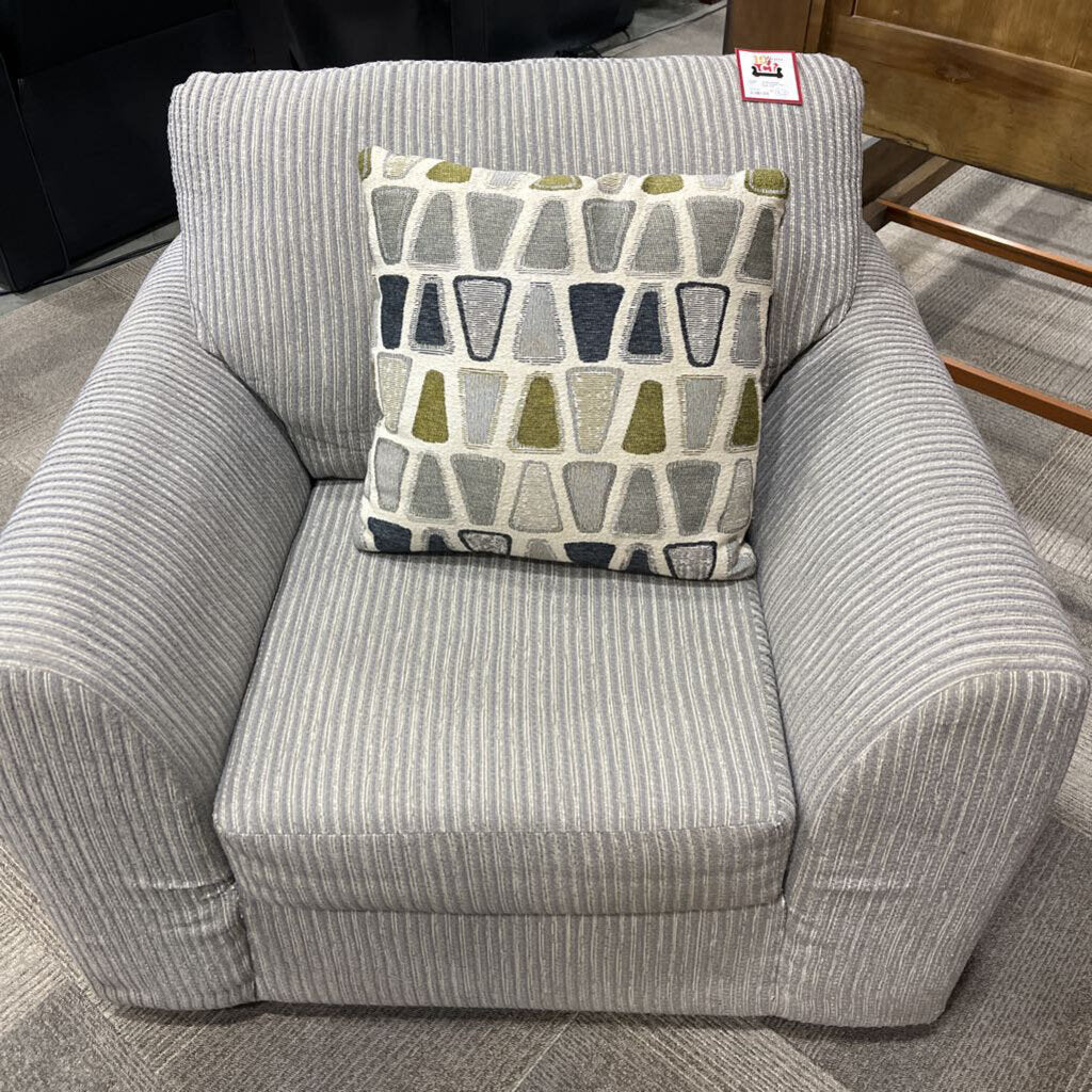 Gray Striped Club Chair