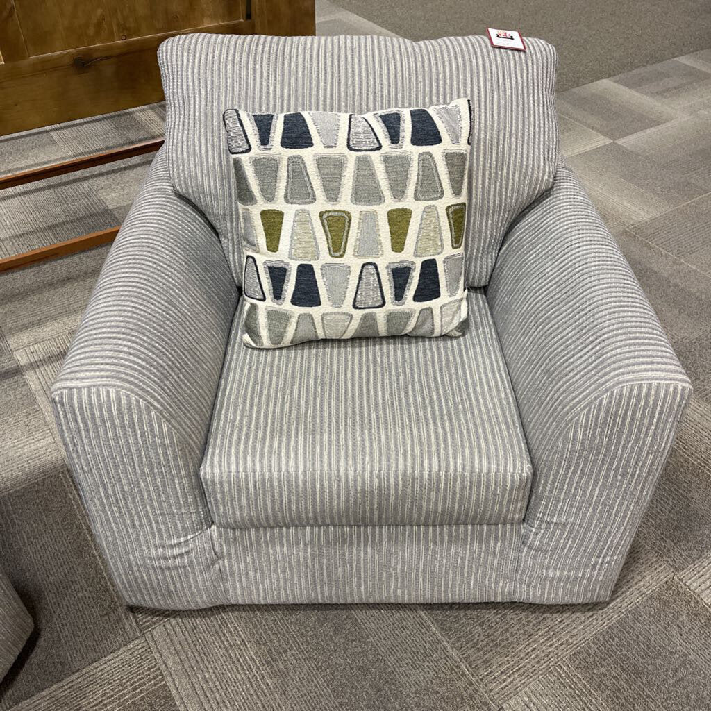 Gray Striped Club Chair