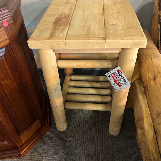 Pine Log End Table