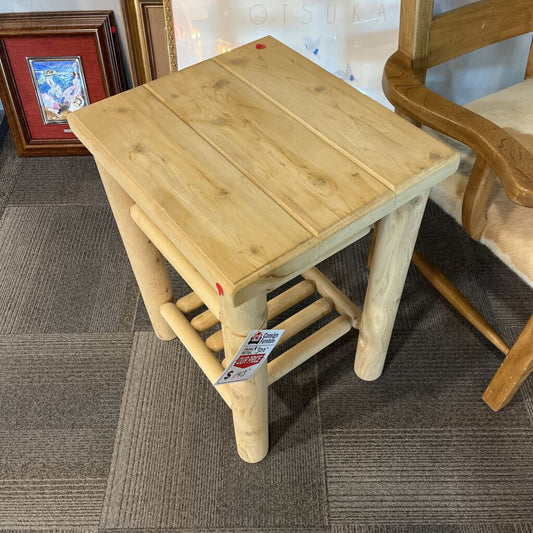 Pine Log End Table