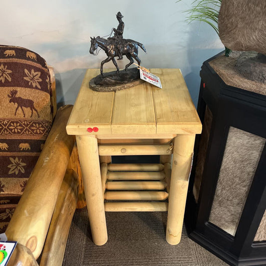 Pine Log End Table