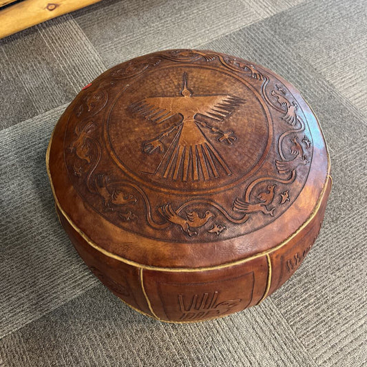 Embossed Peruvian Leather Ottoman