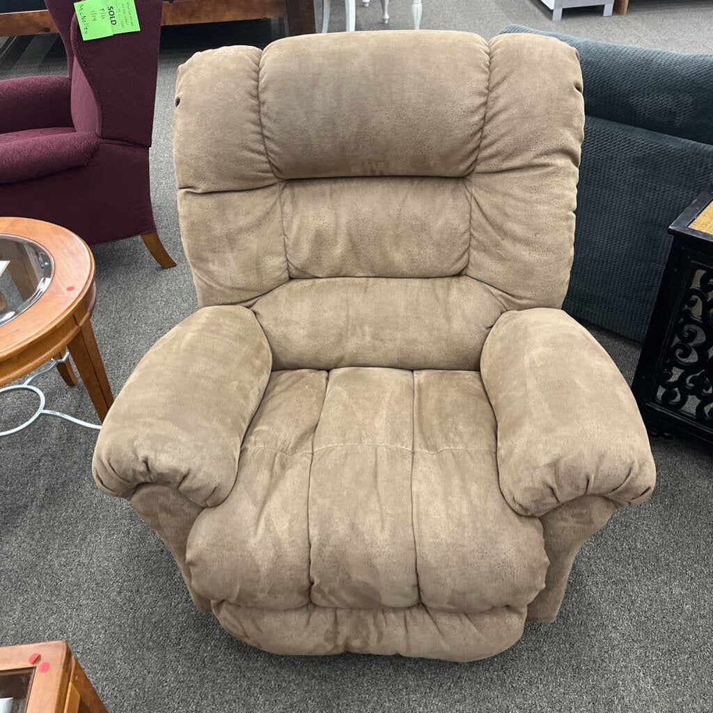 Brown Fabric Swivel Recliner