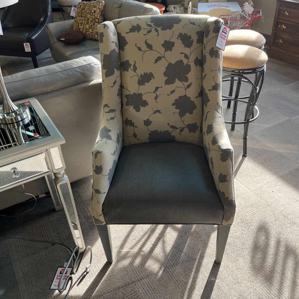 Grey/Beige Flower Print Chair