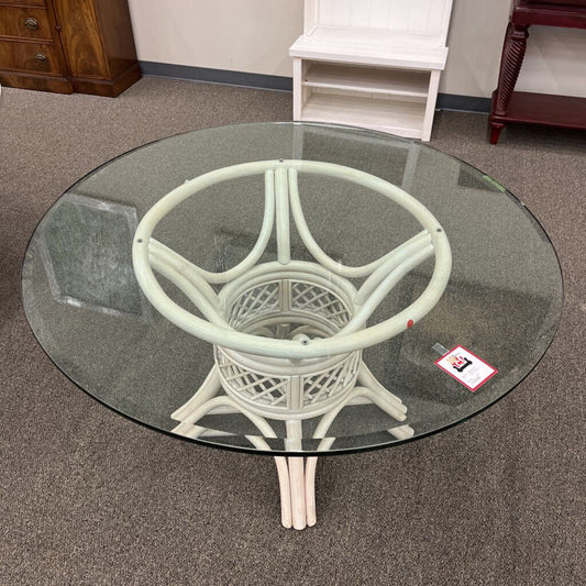 Round White Glass Table