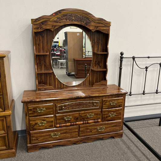 Dark Dresser w/ Mirror Hutch