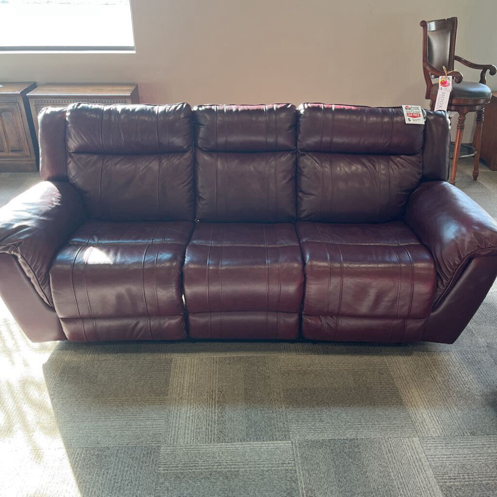 Dark Wine Leather Rec. Sofa