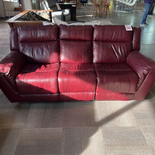 Dark Wine Leather Rec. Sofa