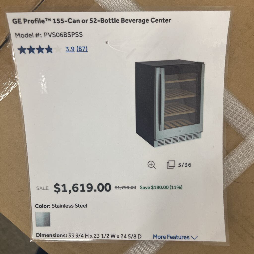 New GE Wine Cooler PVS06BSPSS