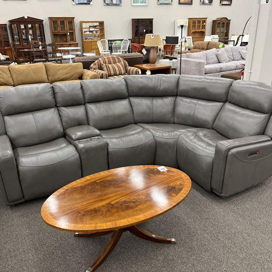 Gray Leather 5pc. Pwr Sectional