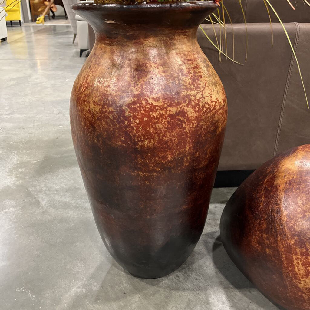 Tall Ceramic Planter w/ Plant