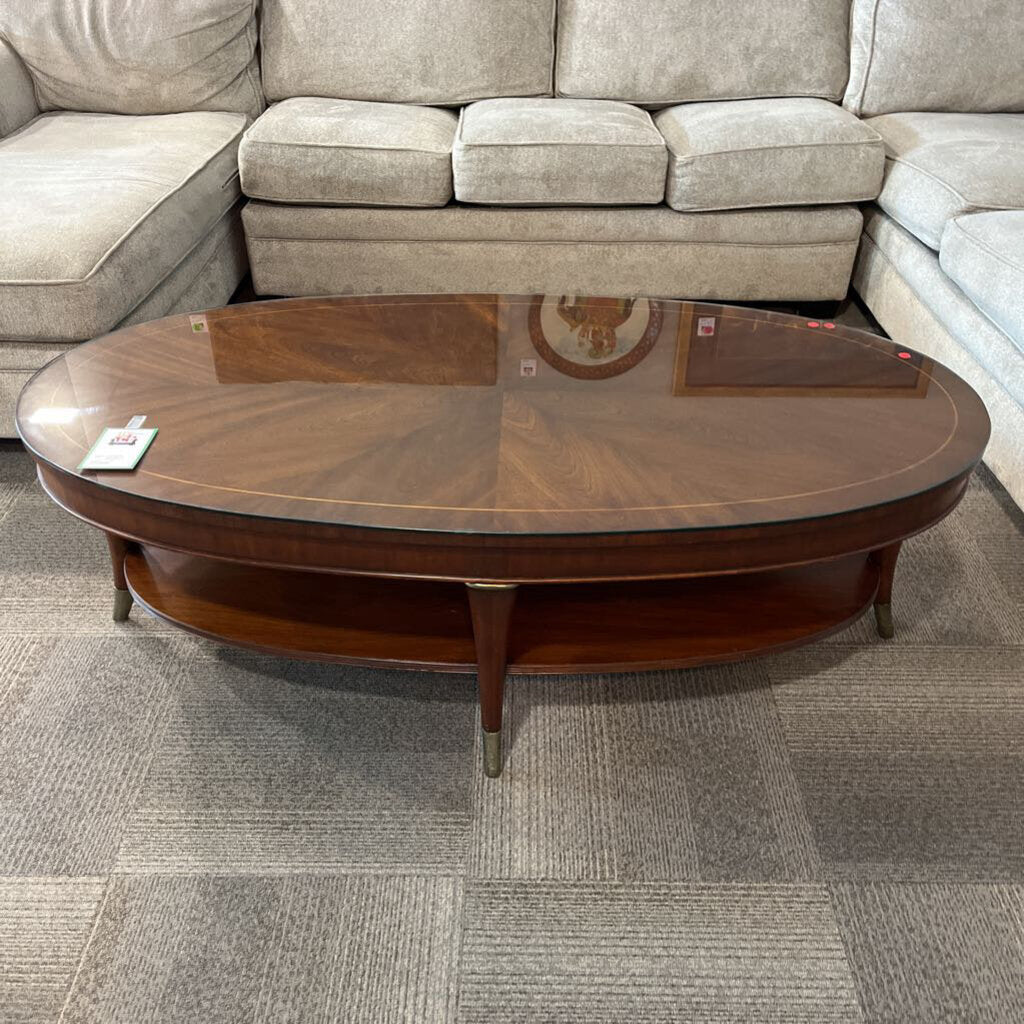 Oval 2-tier Coffee Table w/ Glass