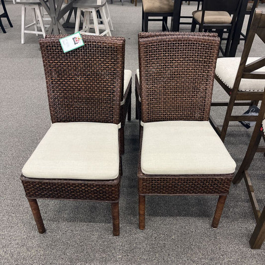 Set of 4 Woven Chairs w/ Cushions