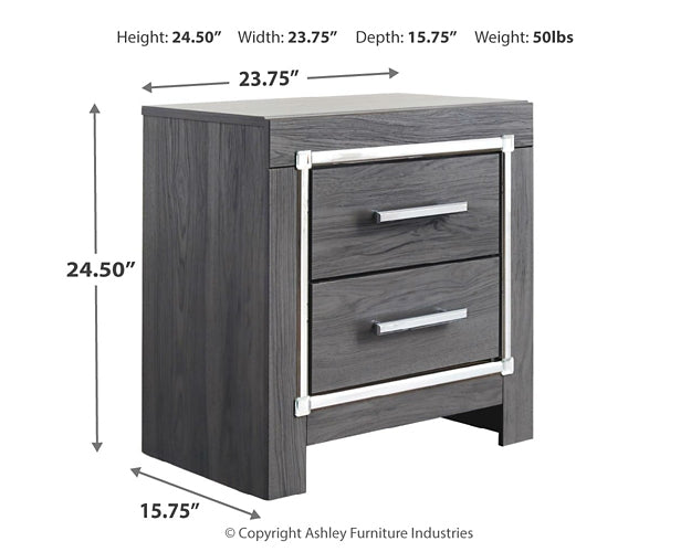 Lodanna Full Panel Bed with 2 Storage Drawers with Mirrored Dresser, Chest and Nightstand