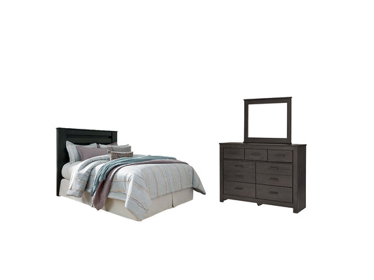 Brinxton Queen/Full Panel Headboard with Mirrored Dresser