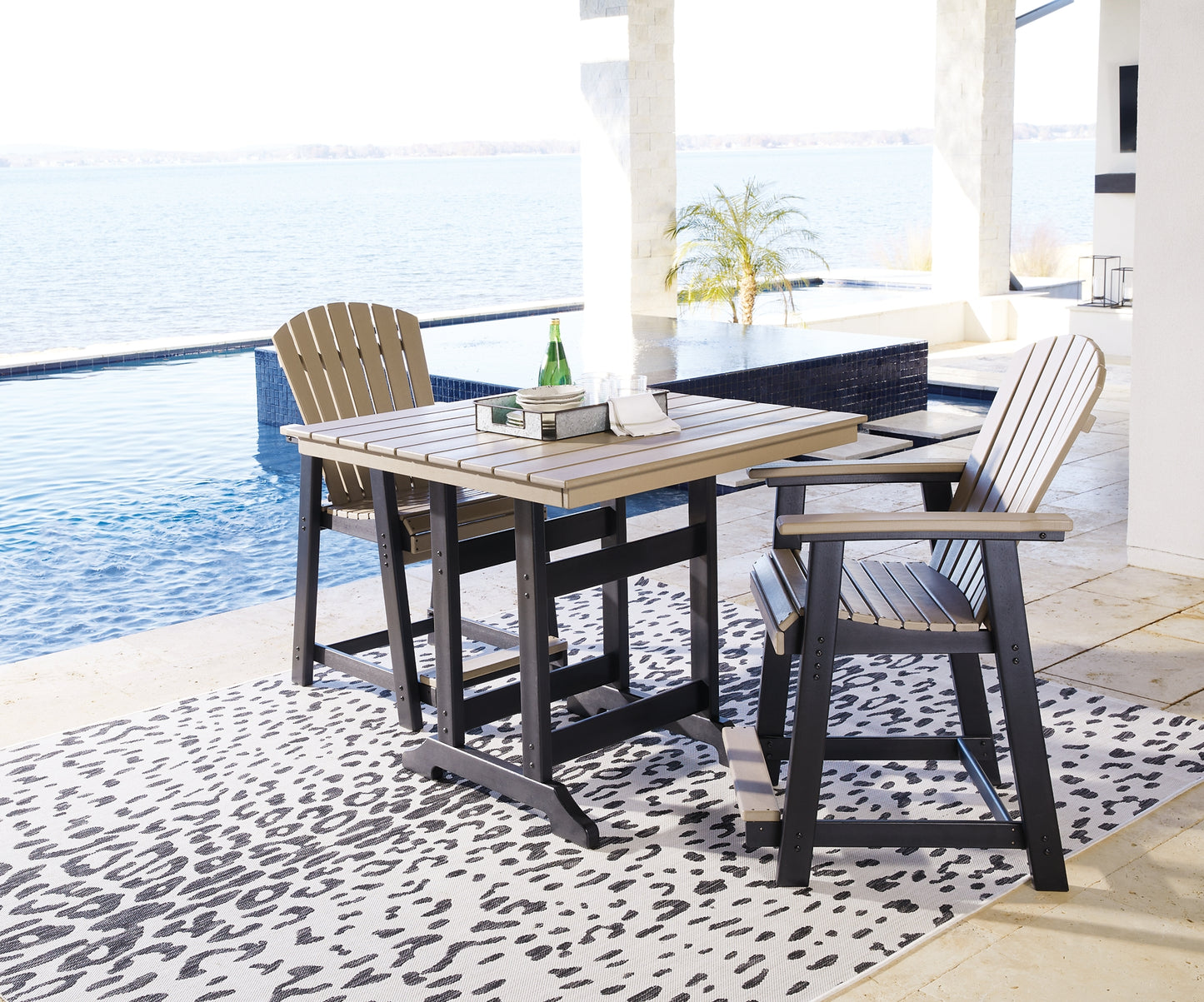 Fairen Trail Outdoor Counter Height Dining Table and 2 Barstools