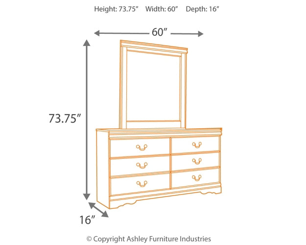 Huey Vineyard Queen Sleigh Headboard with Mirrored Dresser and Chest