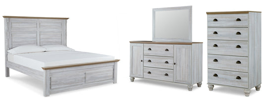 Haven Bay King Panel Bed with Mirrored Dresser and Chest