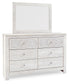 Paxberry King Panel Bed with Mirrored Dresser