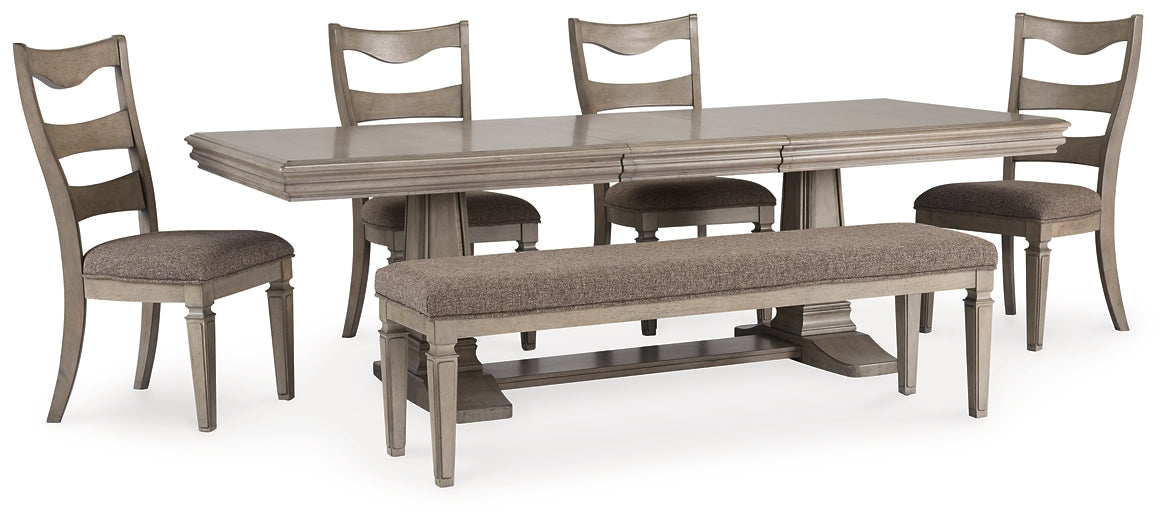 Lexorne Dining Table and 4 Chairs and Bench