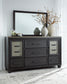 Foyland King Panel Storage Bed with Mirrored Dresser