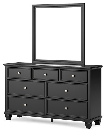 Lanolee Full Panel Bed with Mirrored Dresser and Chest