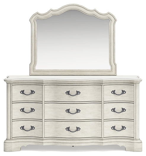 Arlendyne King Upholstered Bed with Mirrored Dresser, Chest and Nightstand