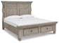 Harrastone King Panel Bed with Mirrored Dresser, Chest and 2 Nightstands