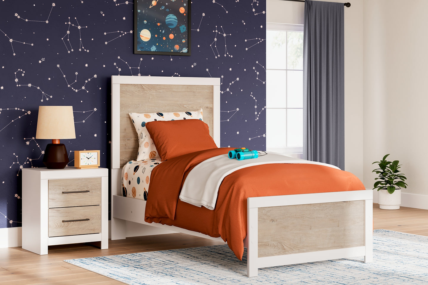 Charbitt Twin Panel Bed with Dresser