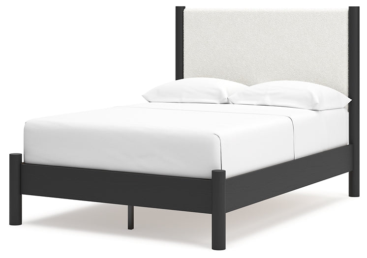 Cadmori Full Upholstered Panel Bed with 2 Nightstands