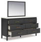 Cadmori Full Upholstered Panel Bed with Mirrored Dresser, Chest and Nightstand