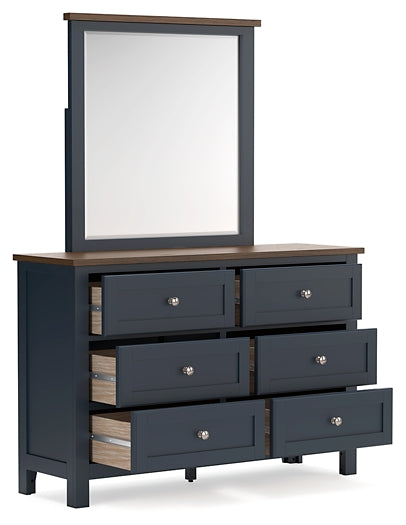 Landocken Full Panel Bed with Mirrored Dresser