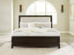 Neymorton King Upholstered Panel Bed with Dresser and 2 Nightstands