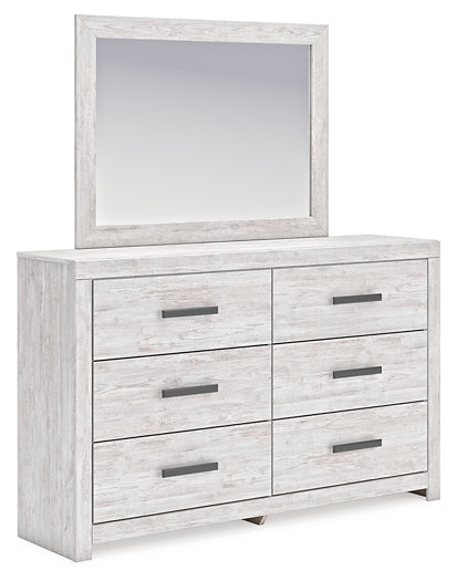 Cayboni Full Panel Bed with Mirrored Dresser, Chest and 2 Nightstands