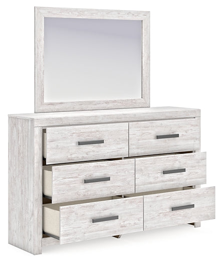 Cayboni Full Panel Bed with Mirrored Dresser