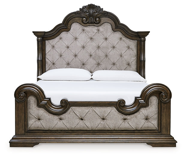 Maylee Queen Upholstered Bed with Dresser and Nightstand