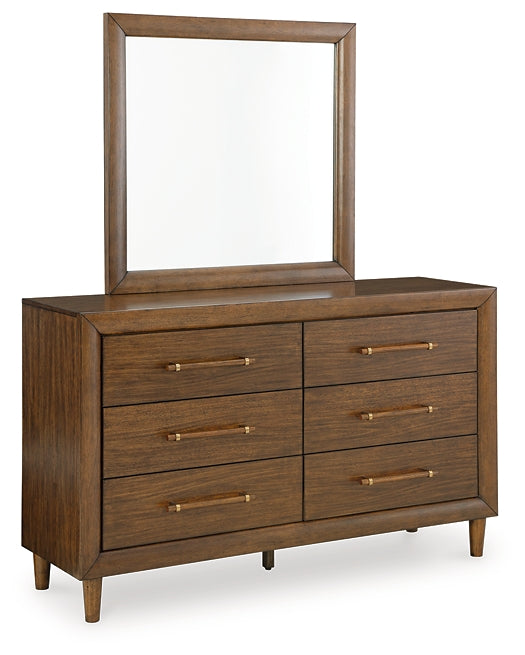 Lyncott Queen Upholstered Bed with Mirrored Dresser, Chest and 2 Nightstands