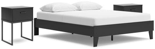 Socalle Queen Platform Bed with 2 Nightstands