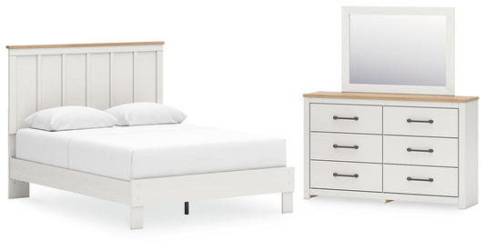 Linnocreek Queen Panel Bed with Mirrored Dresser