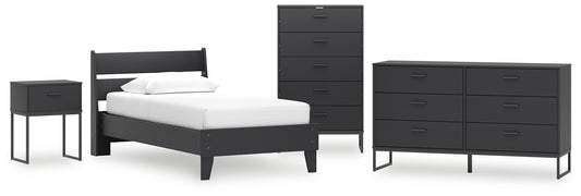 Socalle Twin Panel Platform Bed with Dresser, Chest and Nightstand