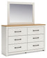 Linnocreek Queen Panel Headboard with Mirrored Dresser and Chest