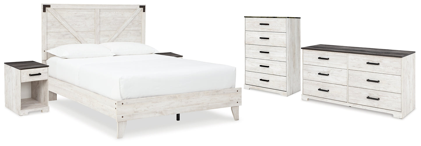 Shawburn Queen Platform Bed with Dresser, Chest and 2 Nightstands