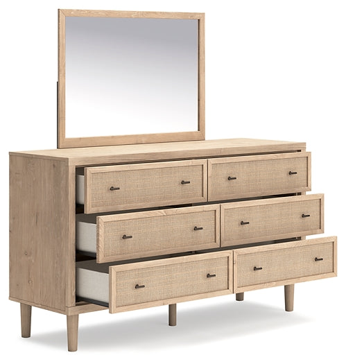 Cielden Queen Panel Bed with Mirrored Dresser and 2 Nightstands