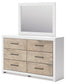 Charbitt Full Panel Bed with Mirrored Dresser and Chest